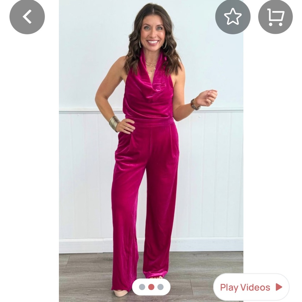 Skies Are Blue Chic Velvet Magenta Jumpsuit